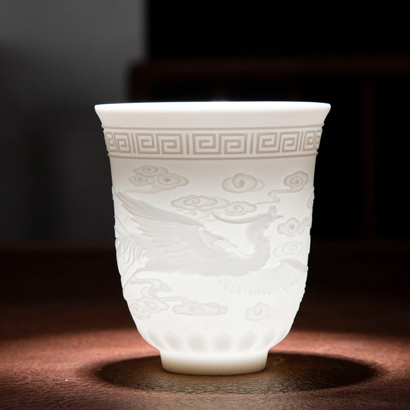 新中式浮雕工艺龙凤呈祥主人杯茶杯