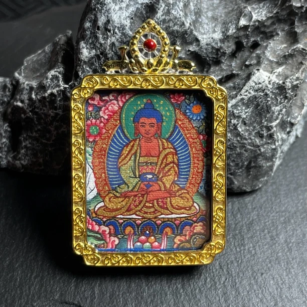 阿弥陀佛  热贡手工唐卡30×40(藏银)