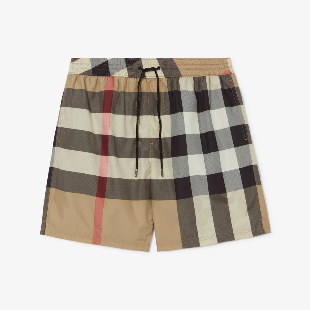 博柏利BURBERRY格纹抽绳式男士夏季英伦风休闲直筒短裤8017294