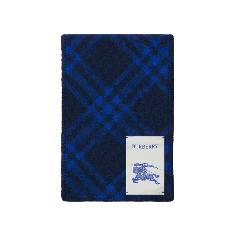博柏利(Burberry)绒线围巾 男女同款情侣款 经典蓝色 80792491