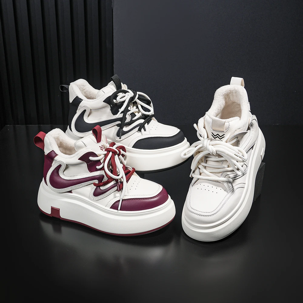 高帮百搭复古鞋女款2024春夏软底新款网红休闲鞋板鞋 23753