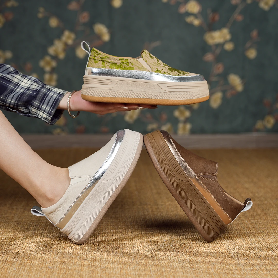 【新品】2024春季新款厚底低帮平底休闲鞋复古百搭软底时尚女单鞋