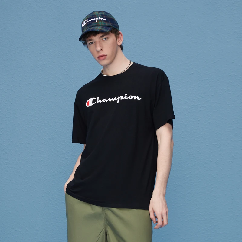【巴图&博谷优享】Champion休闲百搭草写LOGO印花情侣短袖T恤