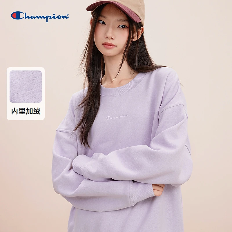 Champion冠军长袖时尚休闲情侣草写logo刺绣圆领卫衣U4CSWUW091