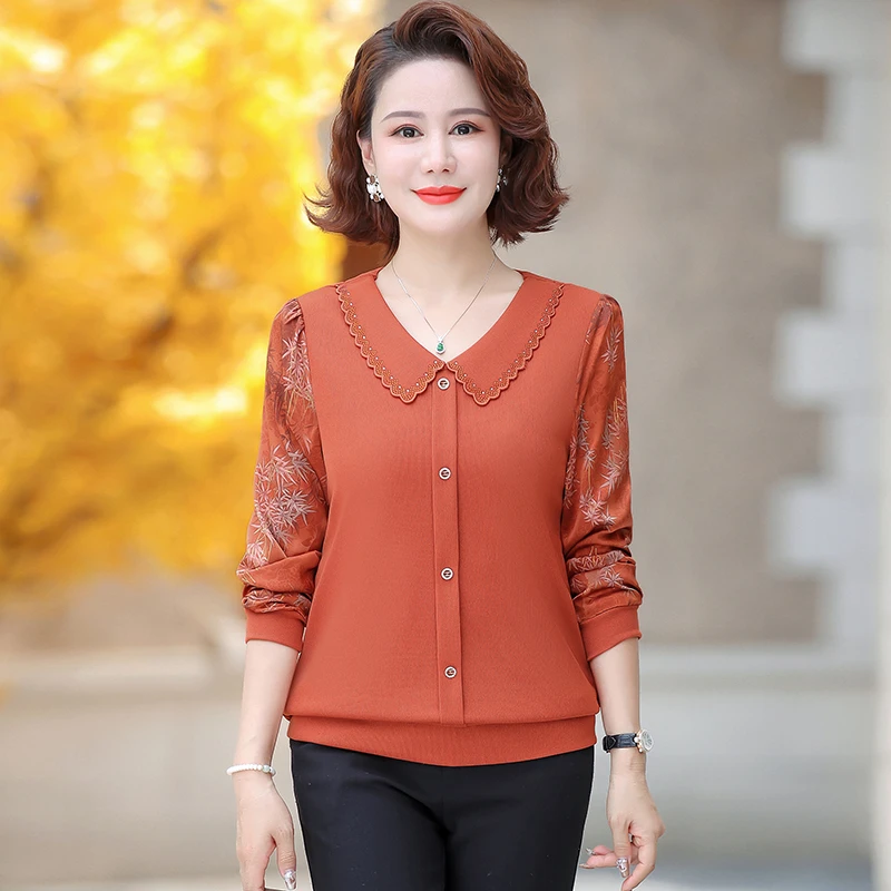 【丽姐家】春秋新款妈妈装打底时尚洋气长袖中年百搭宽松秋季上衣