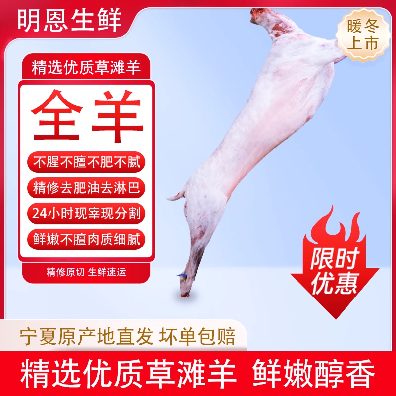 明恩宁夏散养滩羊 半只羊10斤/12斤/15斤整羊20斤/25斤/30斤包邮