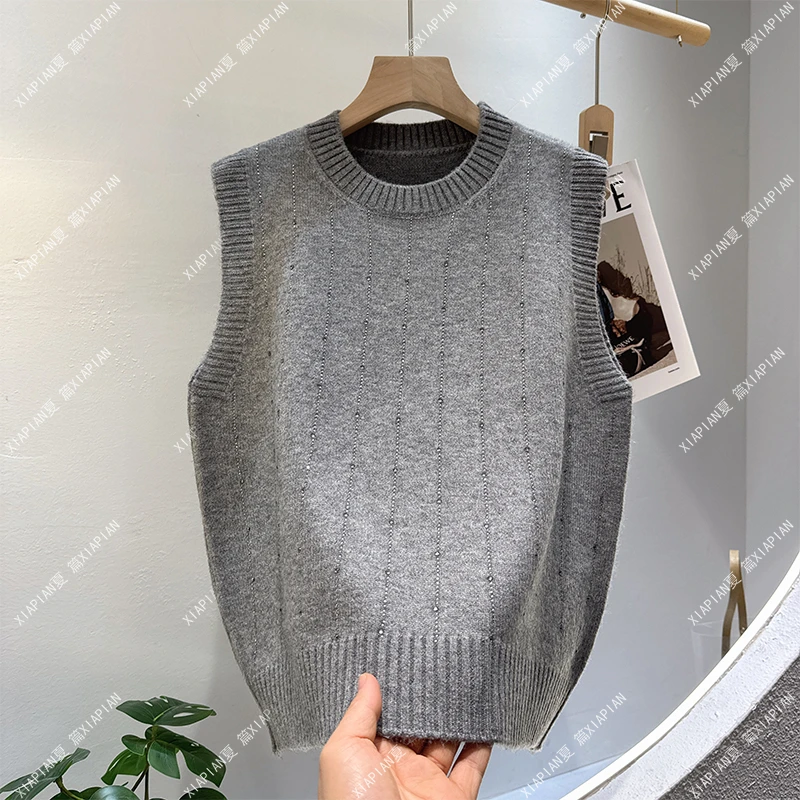 『星落』圆领针织马甲背心女2025春秋新款宽松外穿马夹叠穿毛衣坎肩