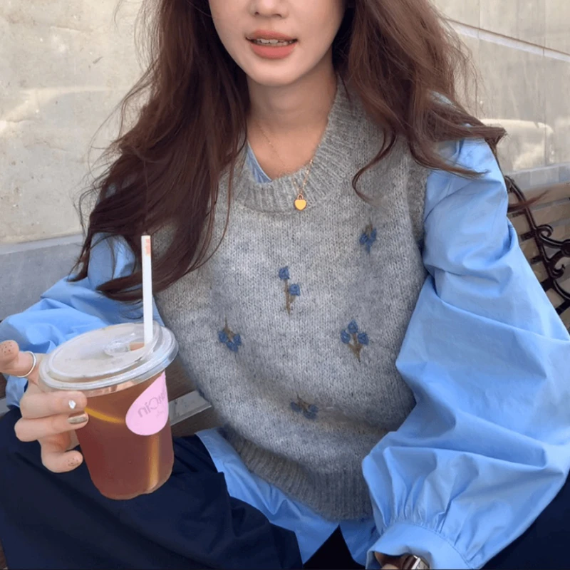 【记编号1-100】2025新款百搭氛围感绣花针织马甲背心女毛衣外套潮