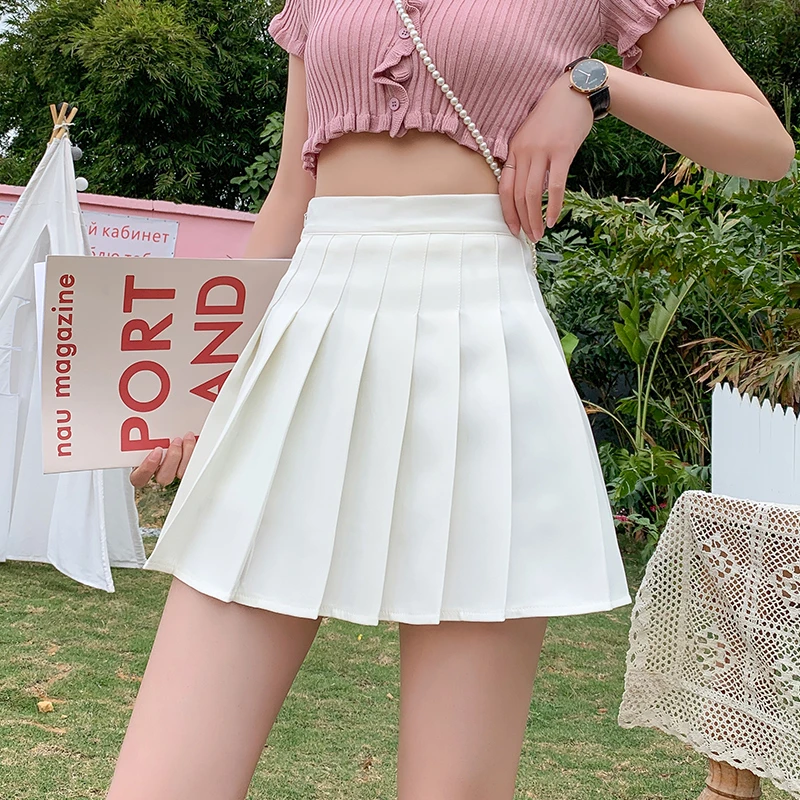 白色百褶裙a字半身裙女夏春秋2025新款高腰小个子西装超短裙大码