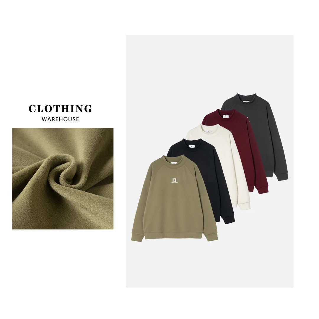 重磅落肩男女同款美式潮牌简约百搭休闲圆领卫衣8760