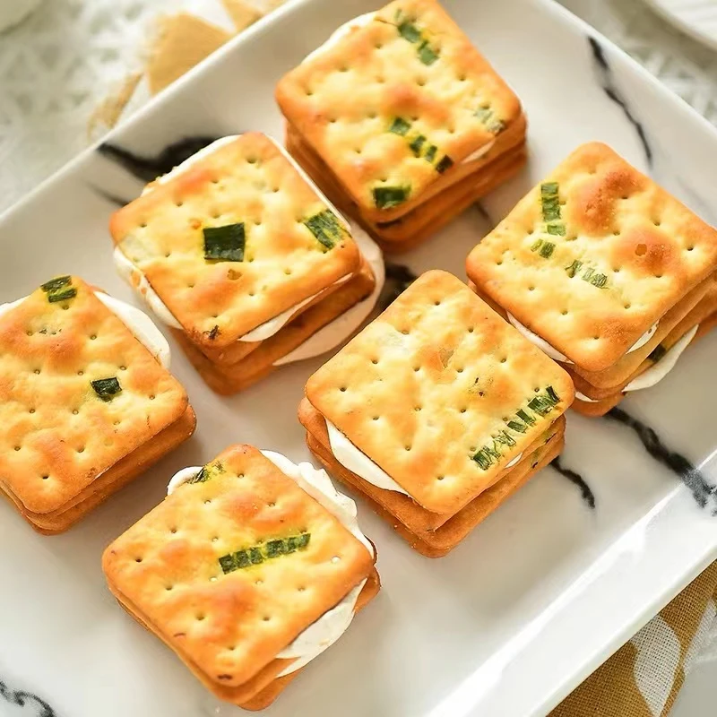 香葱牛轧糖夹心饼干 酥脆糕点网红牛扎零食休闲食品小吃