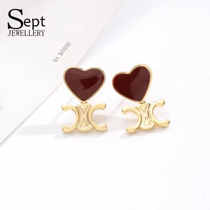 铜合金耳饰 《货号6361》凯 新年滴油款桃心耳环