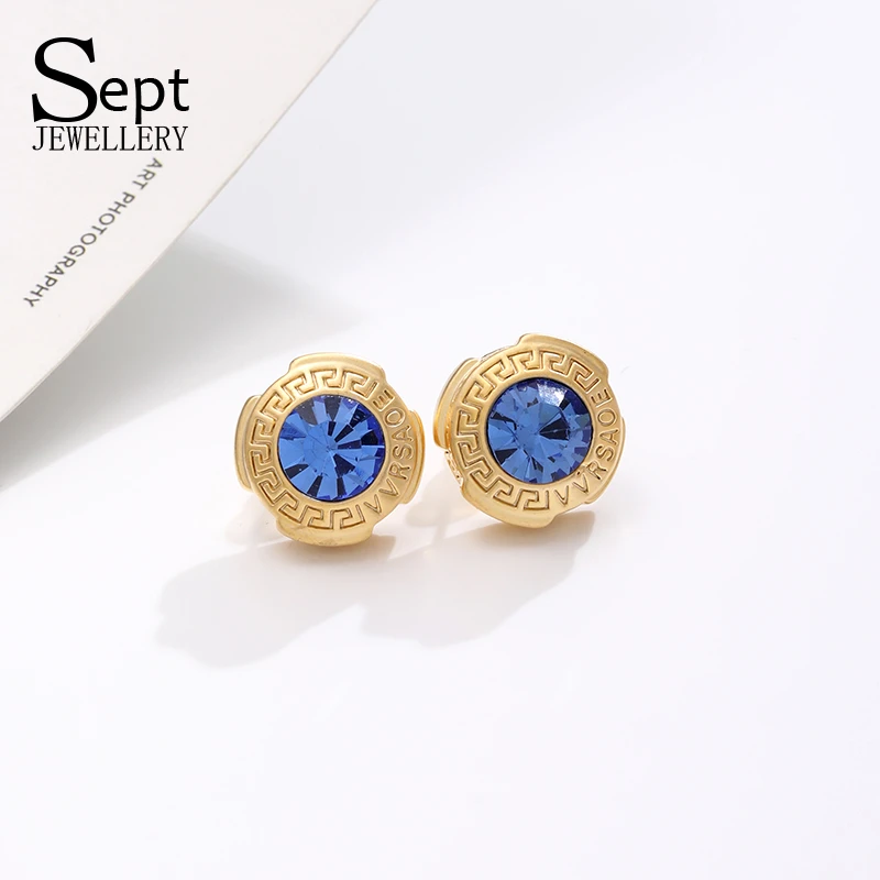 铜合金耳饰 《货号1726》范 蓝耳钉