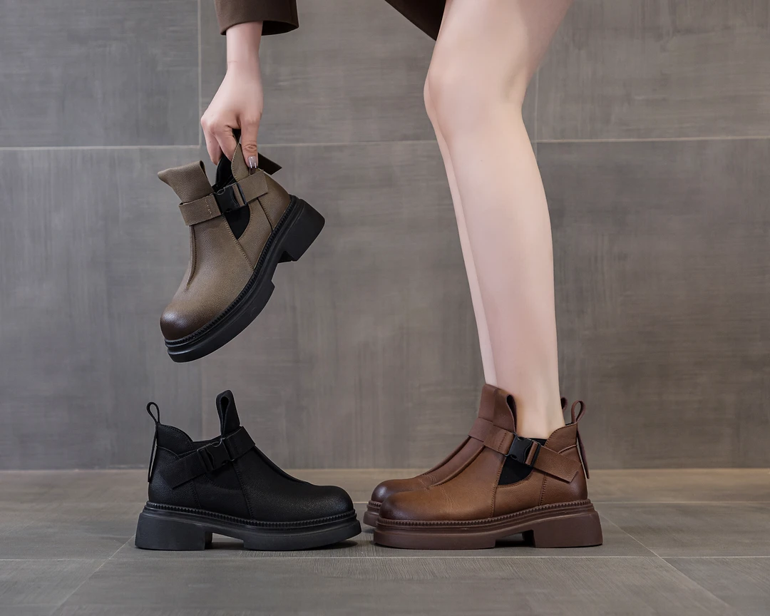 增高5公分时尚休闲百搭复古厚底英伦风秋冬圆头秋季加绒短筒
