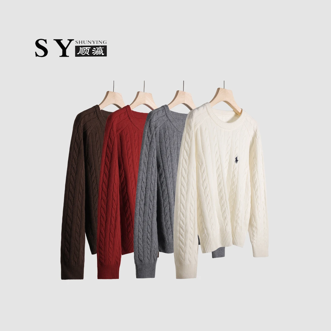 顺瀛【拉夫小马】法式圆领刺绣复古宽松显瘦休闲套头针织衫SYM2984