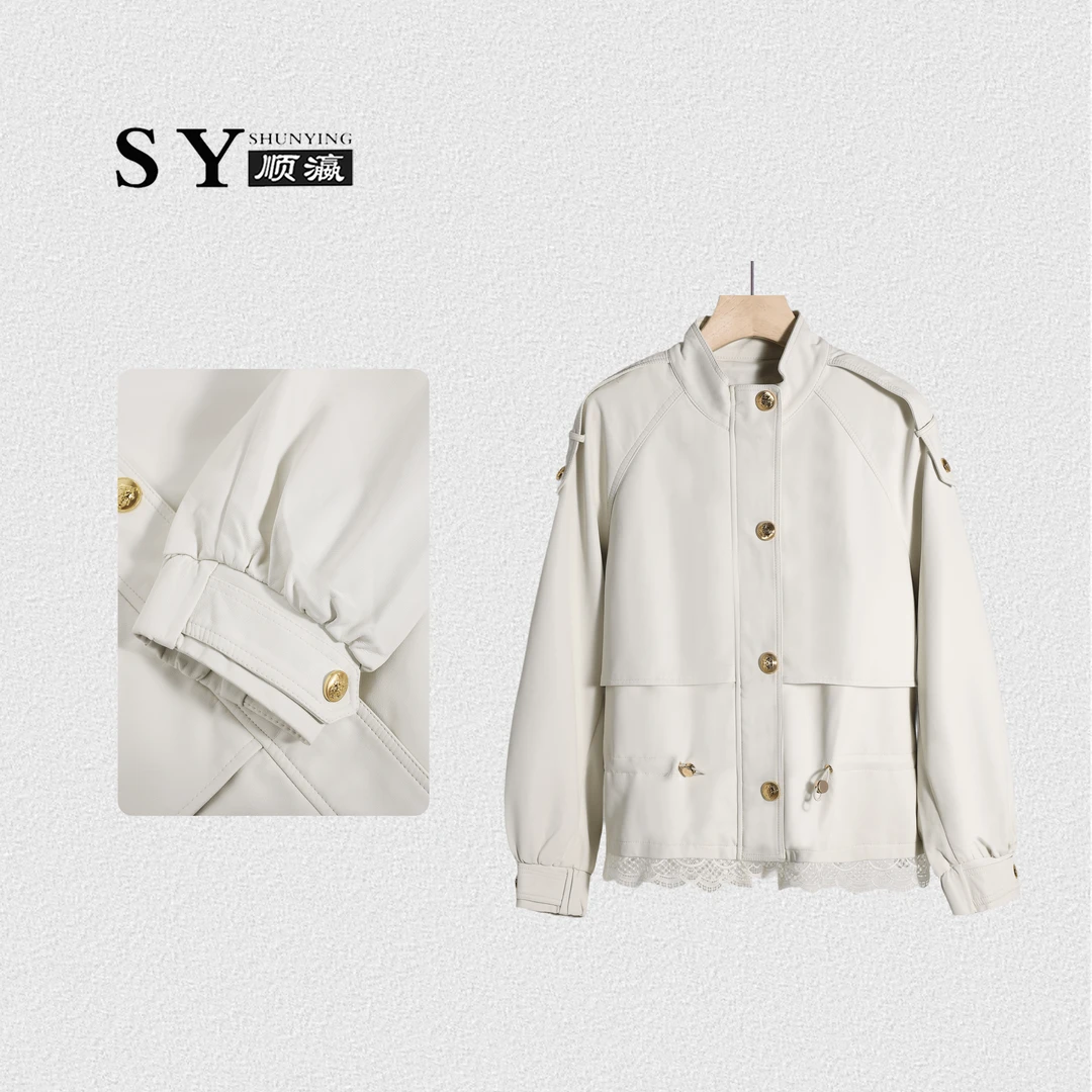 【顺瀛】早春穿搭新款时尚韩版休闲百搭纯色蕾丝拼接外套潮SYXSY703
