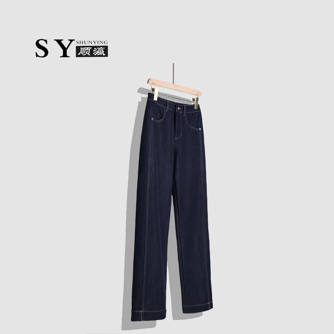 【顺瀛】杨桃裤！设计师时尚高腰舒适百搭显瘦直筒牛仔裤SYKH58Q6602
