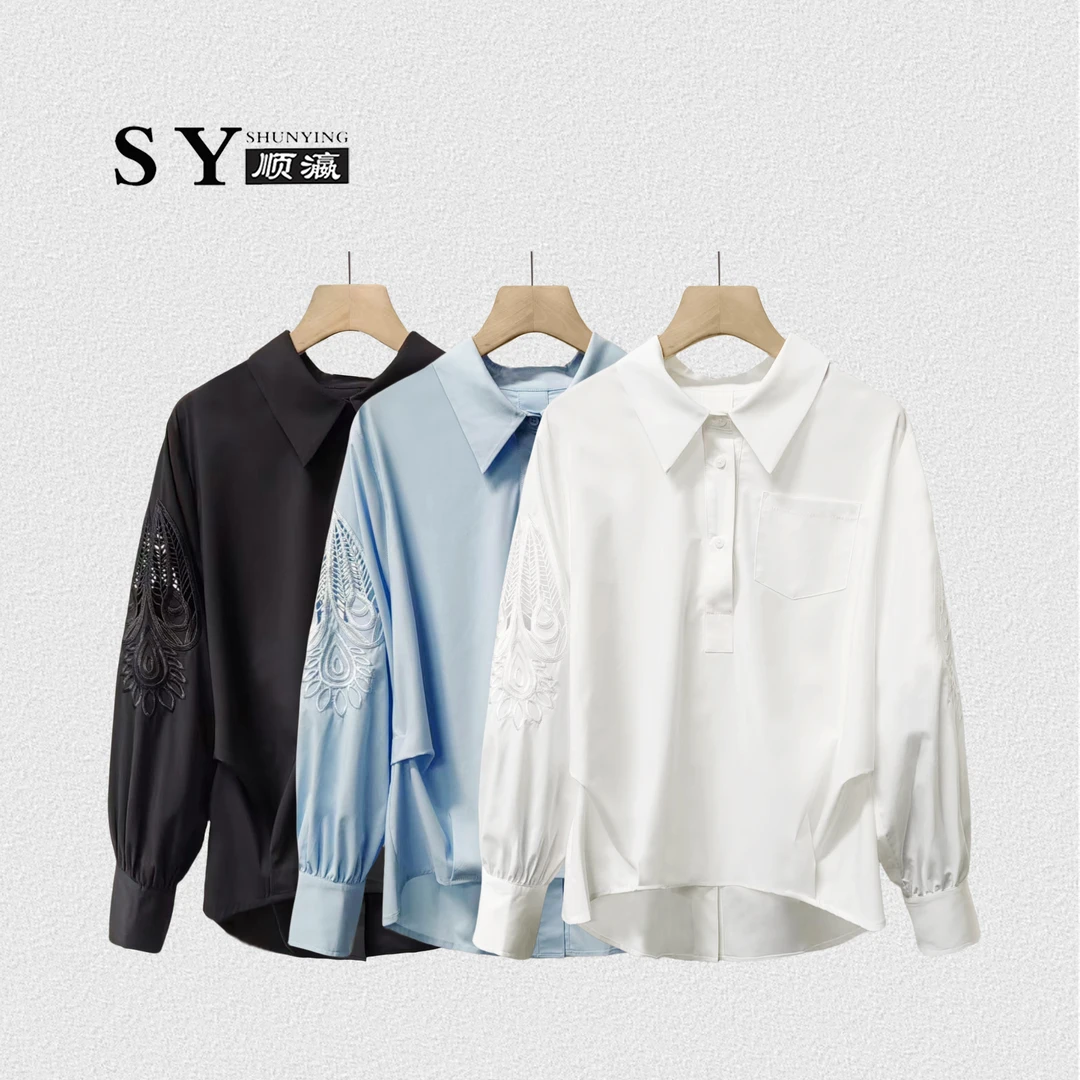 【顺瀛】镂空刺绣衬衫女早春新款衬衣设计感气质百搭长袖上衣SY8999