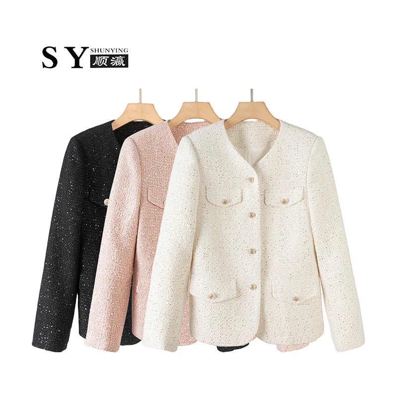 顺瀛【樱花小香】新款高级法式小香风短款修身短外套SY909B315