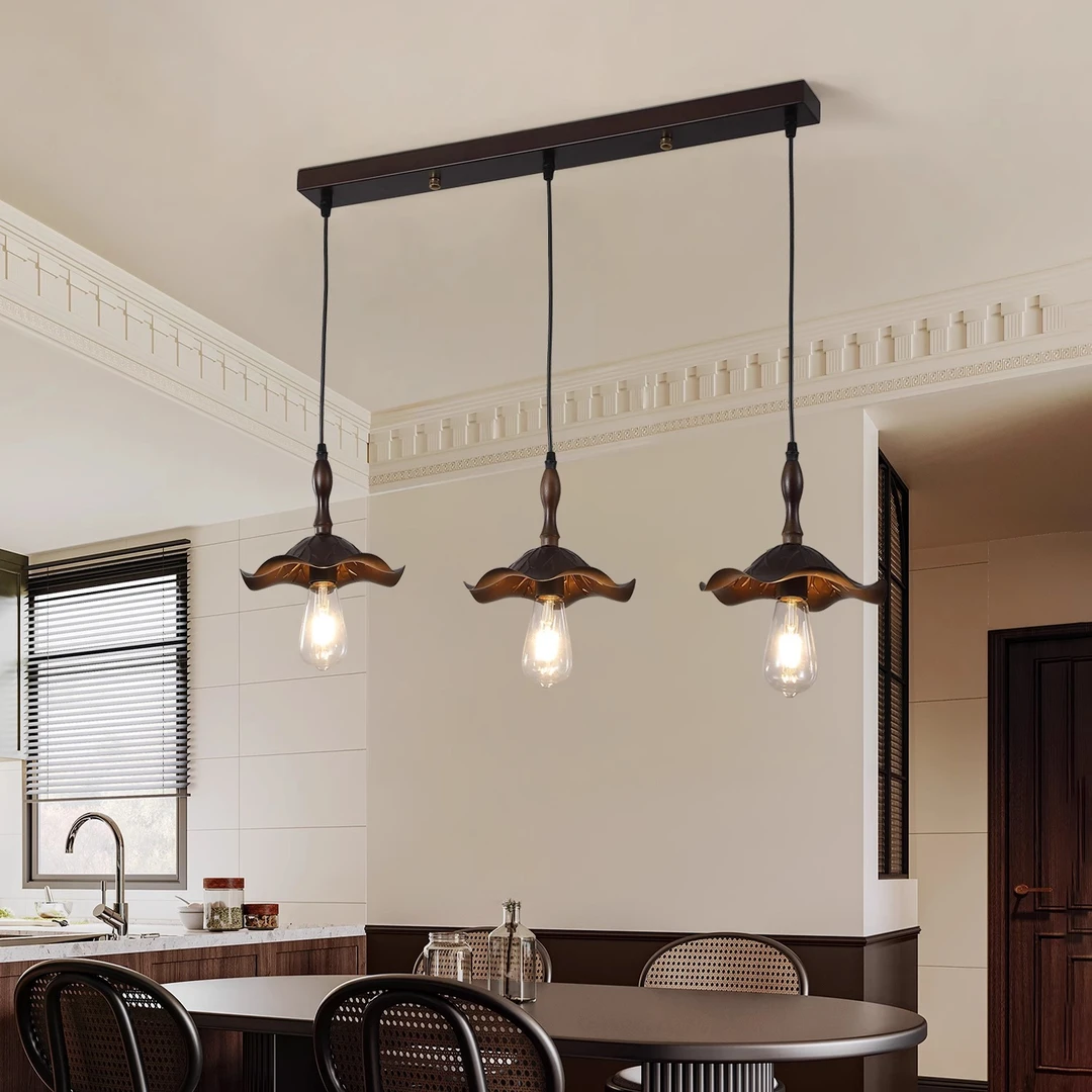 中古风餐厅吊灯美式复古南洋风侘寂设计师高级感吧台卧室床头吊灯