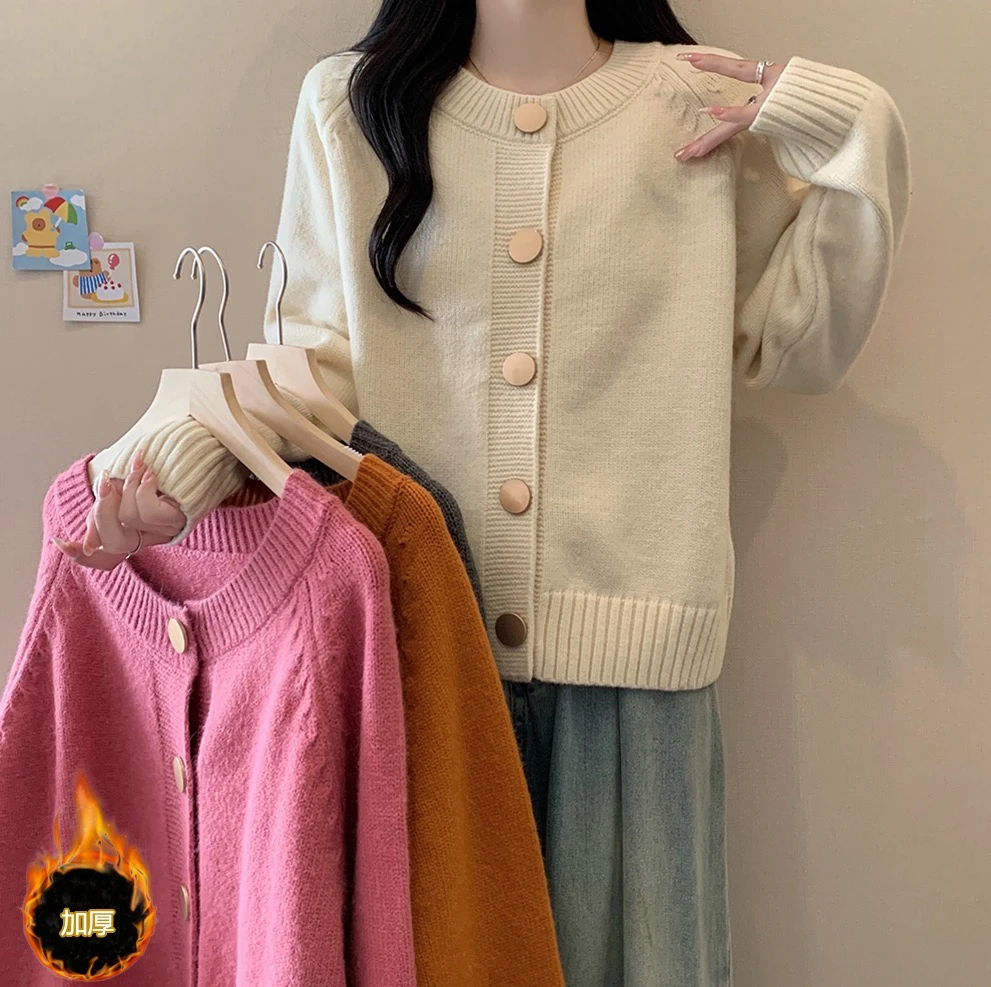 2024新款大码女装秋冬新款慵懒风长袖针织加厚保暖毛衣3017