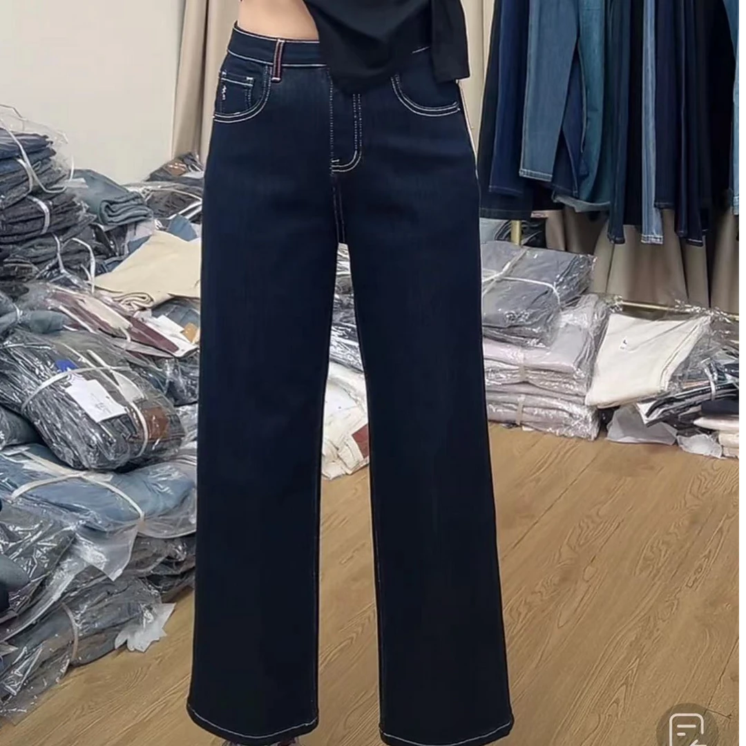 6183-1牛仔裤女冬新款直筒裤时尚休闲显瘦高腰