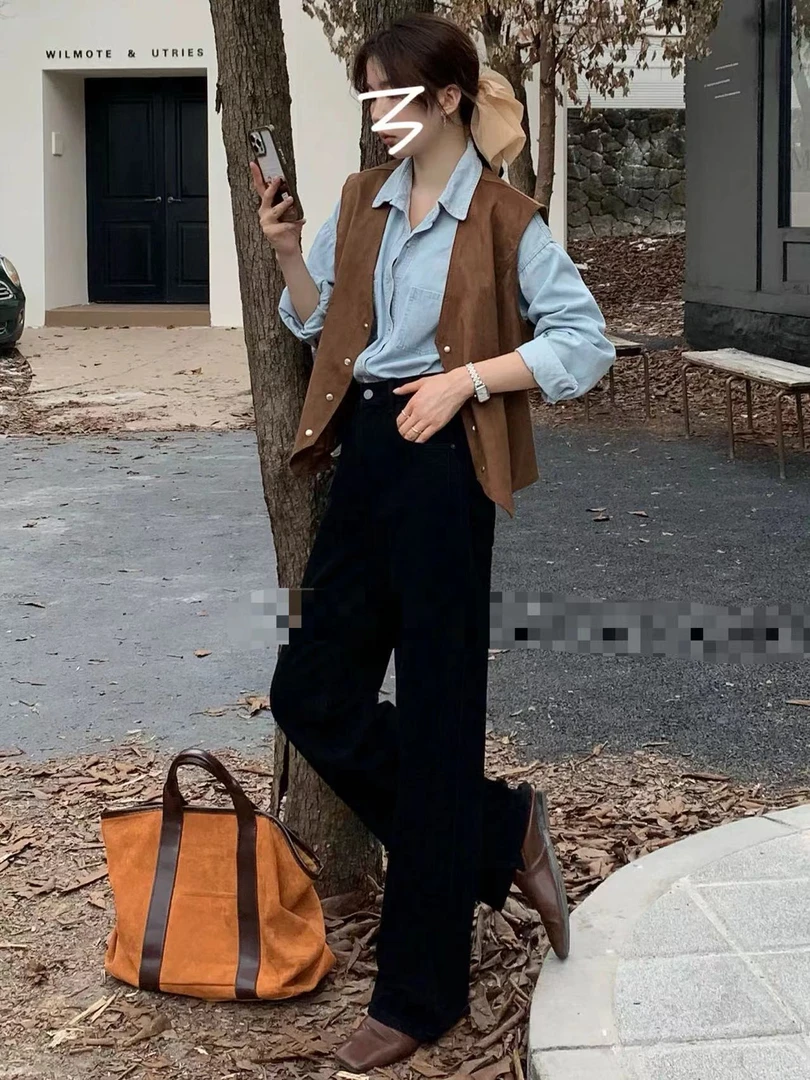 220牛仔裤女2024秋冬新款直筒裤时尚休闲显瘦高腰黑色