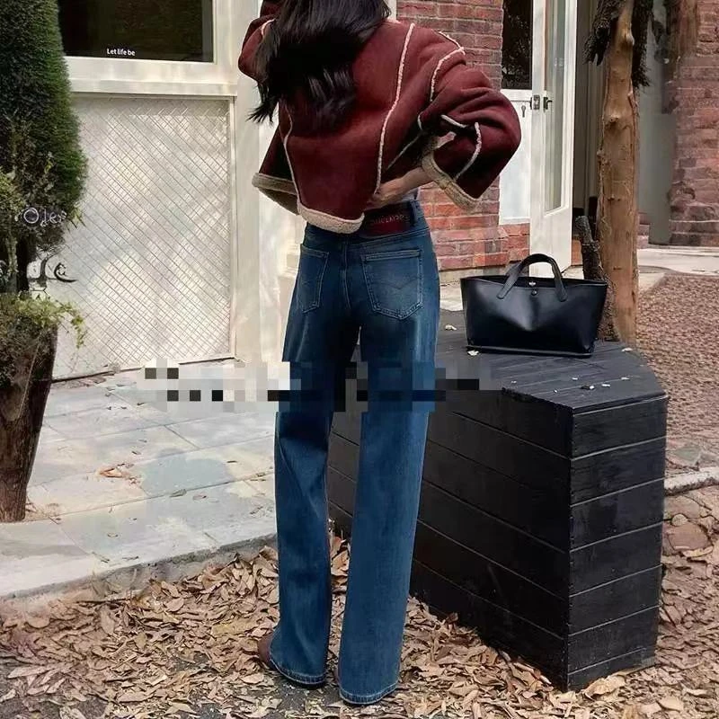 993牛仔裤女冬新款直筒裤时尚显瘦高腰直筒裤