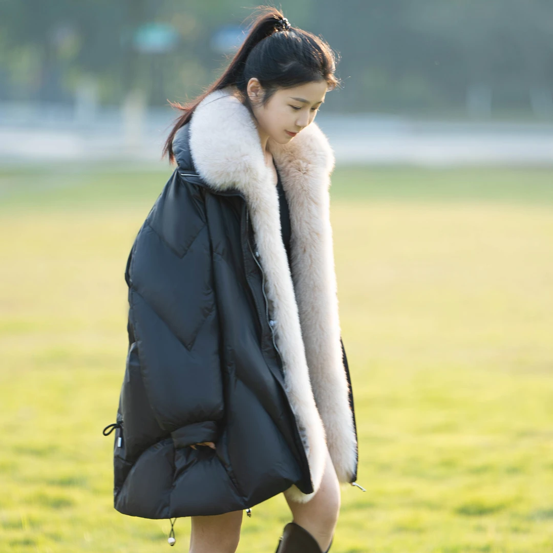 【念沐夕专属】可拆卸大狐狸毛领加厚白鹅绒秋冬保暖外套女24021