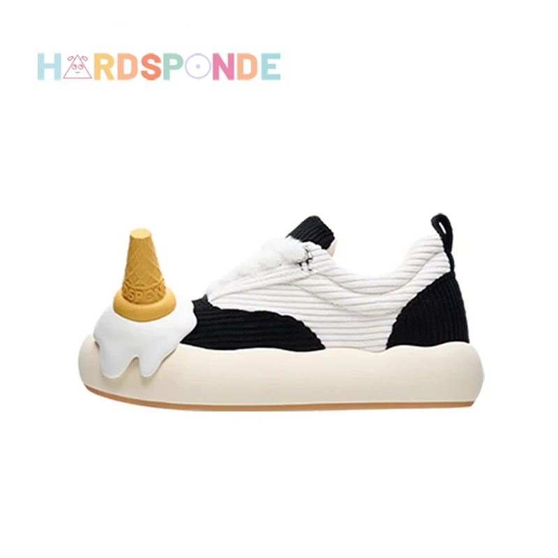 严浩翔同款冰淇淋鞋hardsponge春季时尚百搭低帮软底男女帆布鞋