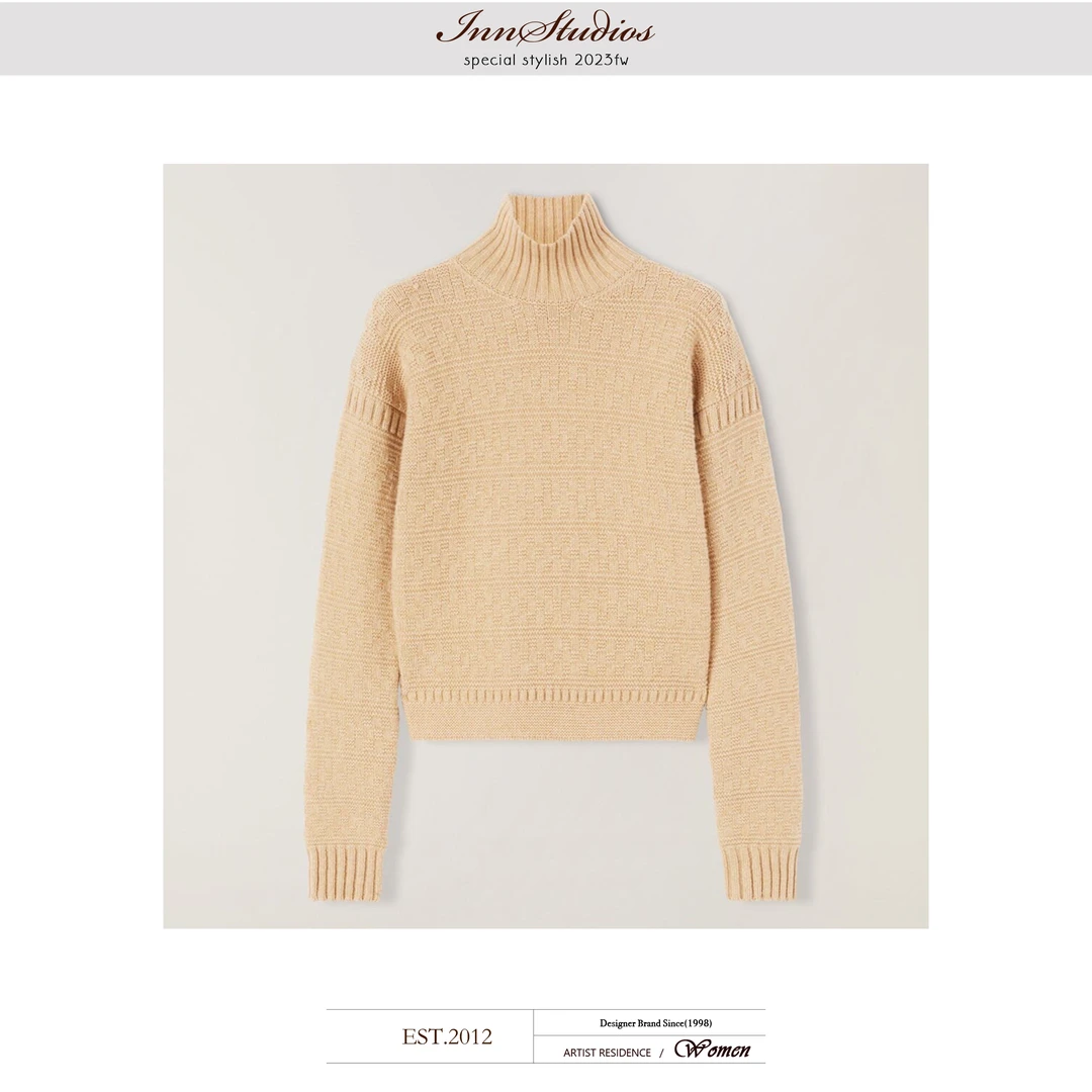 Innstudios“高领毛衣”加厚纹理感半高领毛衣