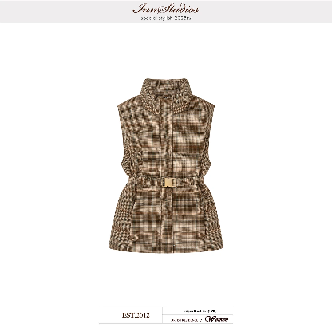 Innstudios 拉夫鹅绒格子羽绒马甲