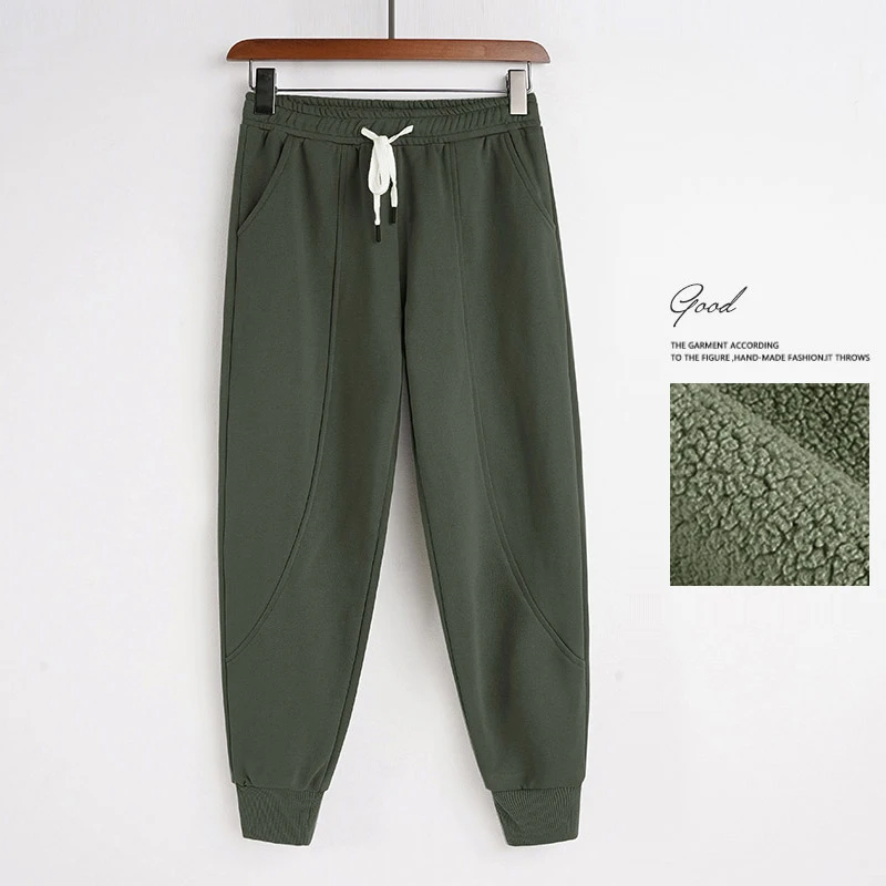 运动裤男士宽松休闲束脚长裤子哈伦针织九分卫裤秋冬加绒加肥大码