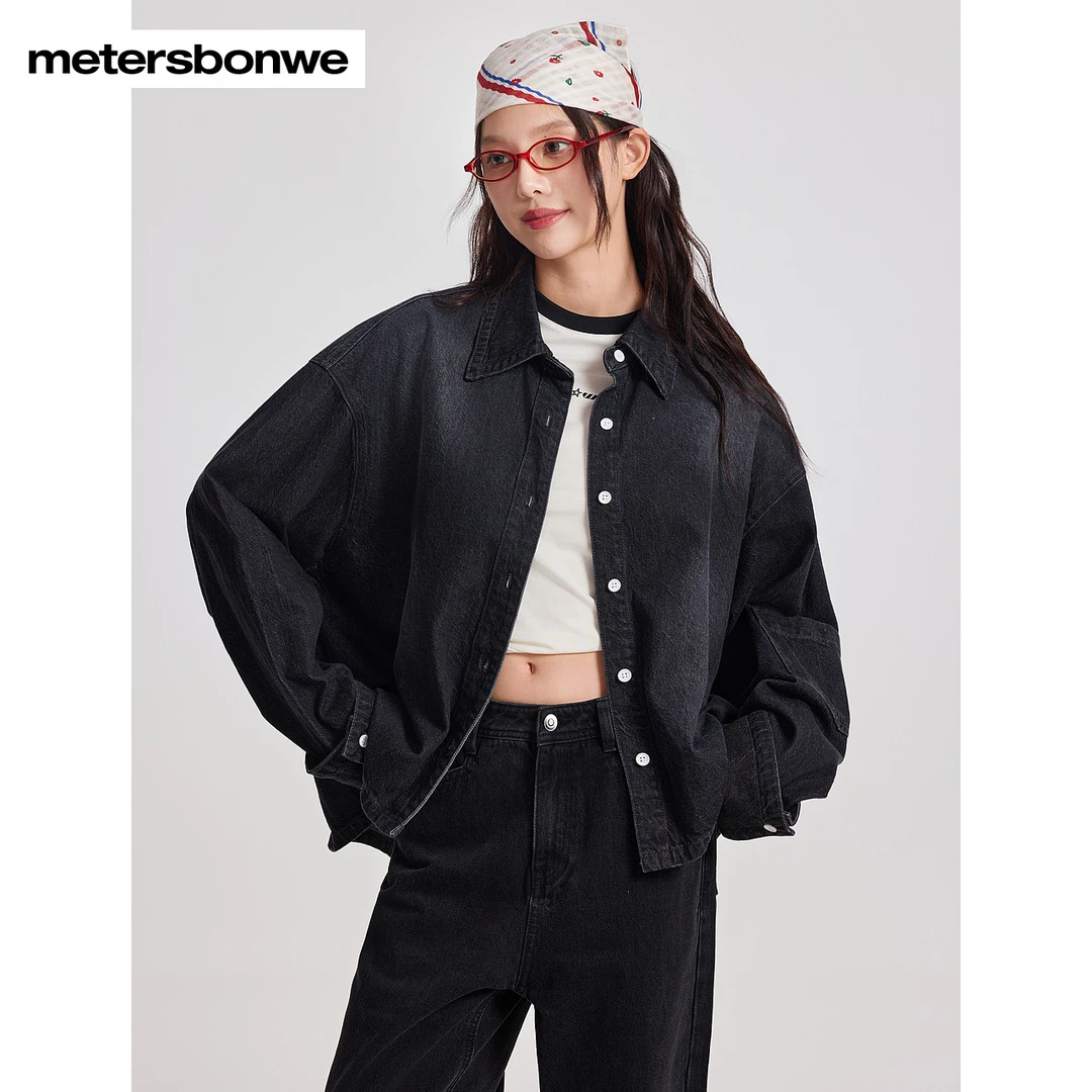美特斯邦威牛仔衬衫女士秋季爆款户外女款舒适宽松简约外套L22538