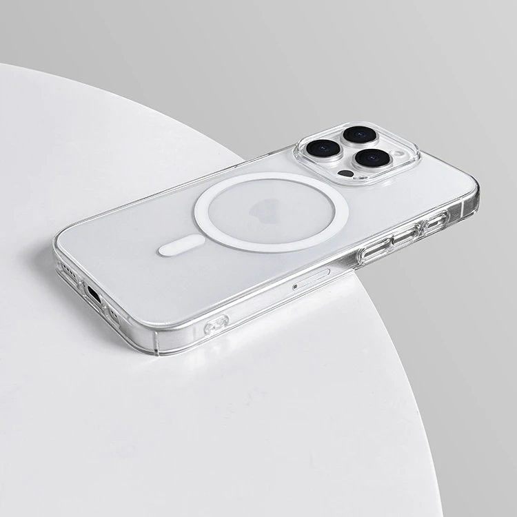 适用苹果15ProMax高透透明磁吸手机壳14pro硬壳13P防摔保护套12
