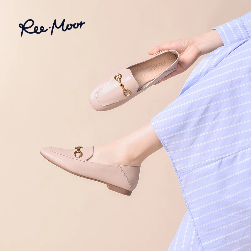 REEMOOR睿慕2025年秋季英伦风平底蛋卷单鞋百搭乐福鞋R38902