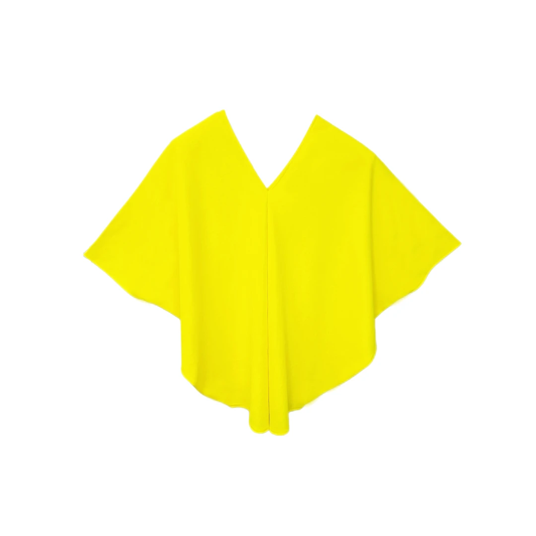 2024夏季设计师款大V领宽松大版时尚百搭披肩显气质蝙蝠衫S6023