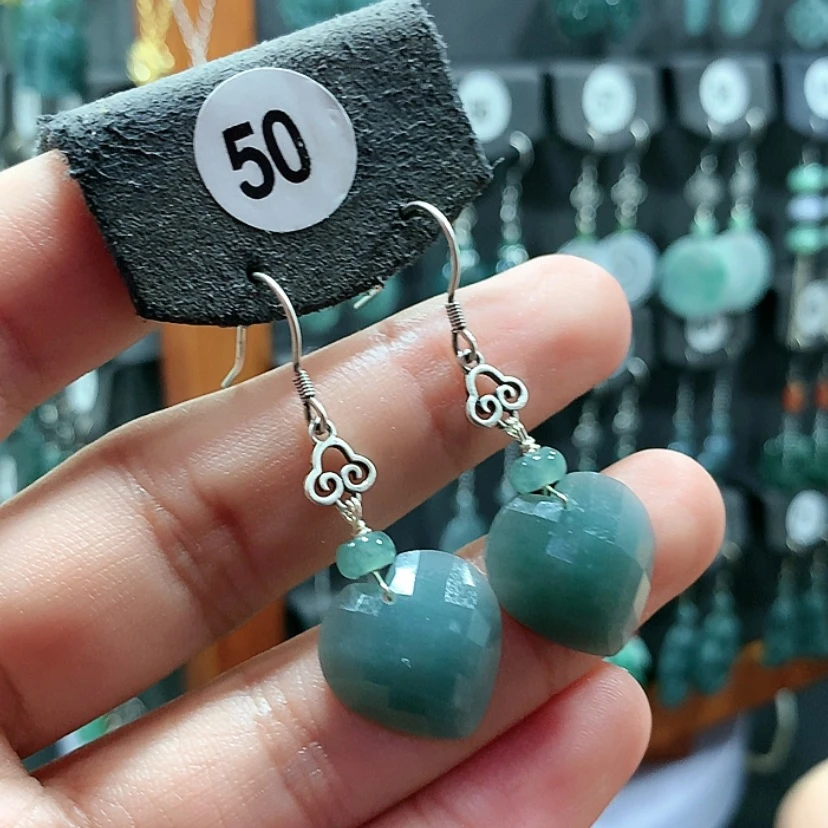 【闪购商品】翡翠耳饰银S925镶嵌