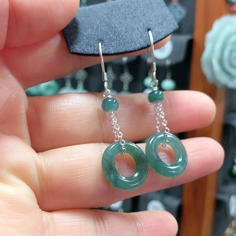 【闪购商品】翡翠耳饰银S925镶嵌