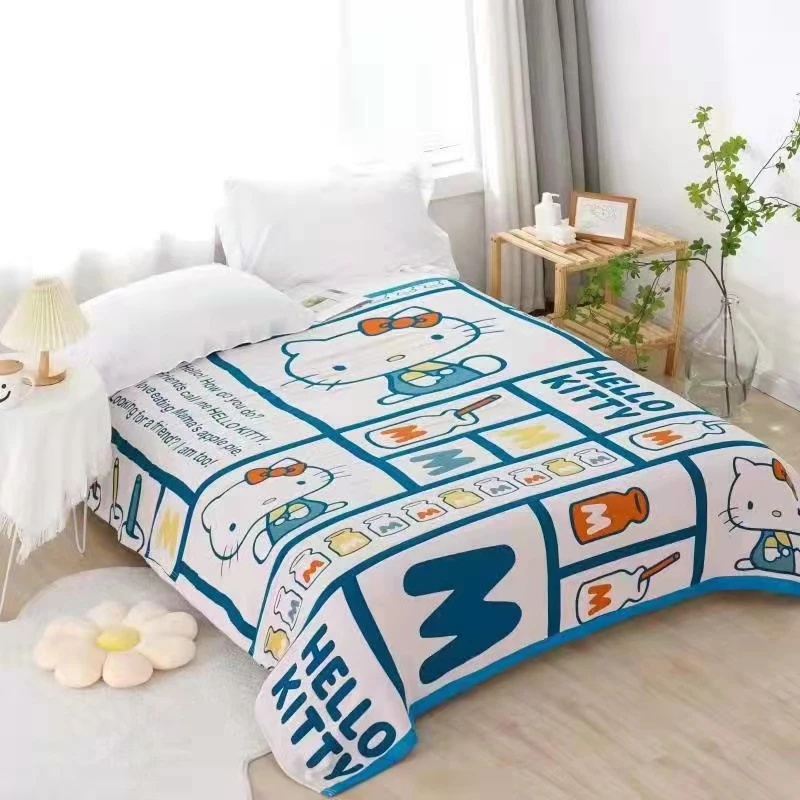 【HOLLO KITTY】150*200奶瓶kt猫纯棉多层纱布盖毯床盖毛巾被透气