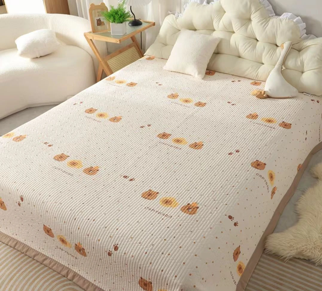 【牛奶绒床盖】200*230卡皮巴拉加密加厚亲肤柔软绗缝可机洗±5cm