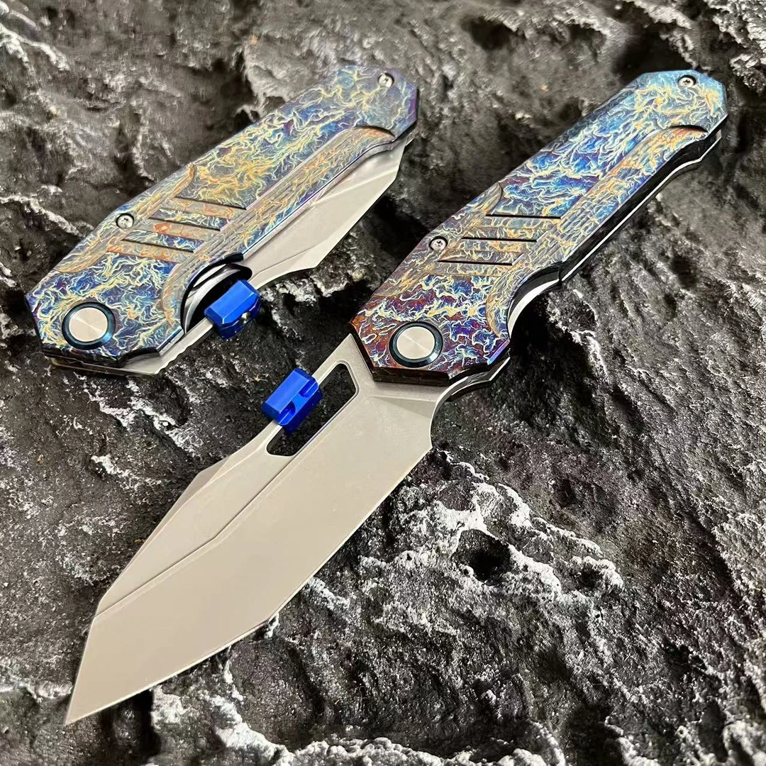 【耐战】渔人 周年限定款进口M390粉末钢EDC闪电烧钛户外EDC口袋折