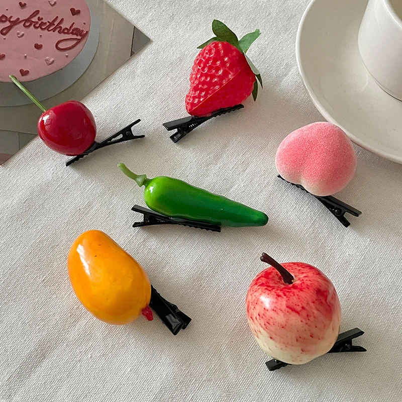 仿真水果蔬菜发夹女可爱发卡搞怪碎发夹前额刘海侧边夹子头饰卡子