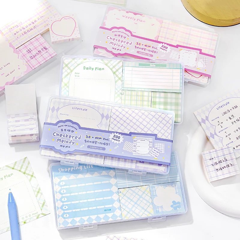格子便签纸ins高颜值无粘性手帐素材便利贴便签贴纸本手账方格纸