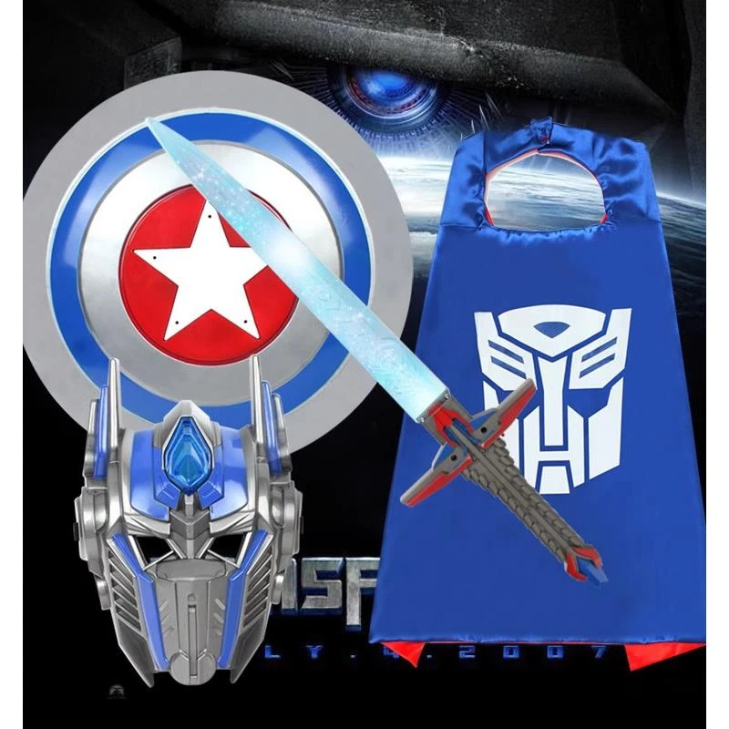 变形金刚面具擎天柱大黄蜂cos披风刀宝剑道具演出儿童玩具幼儿园