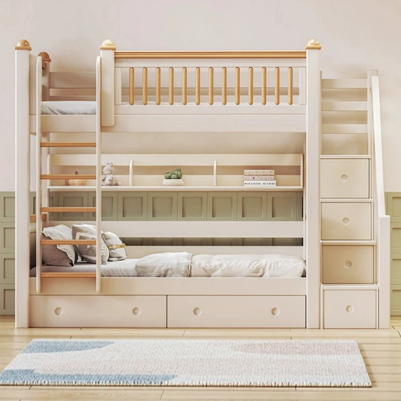 上下床儿童书桌衣柜一体多功能组合双层同宽高低床两层实木上下床