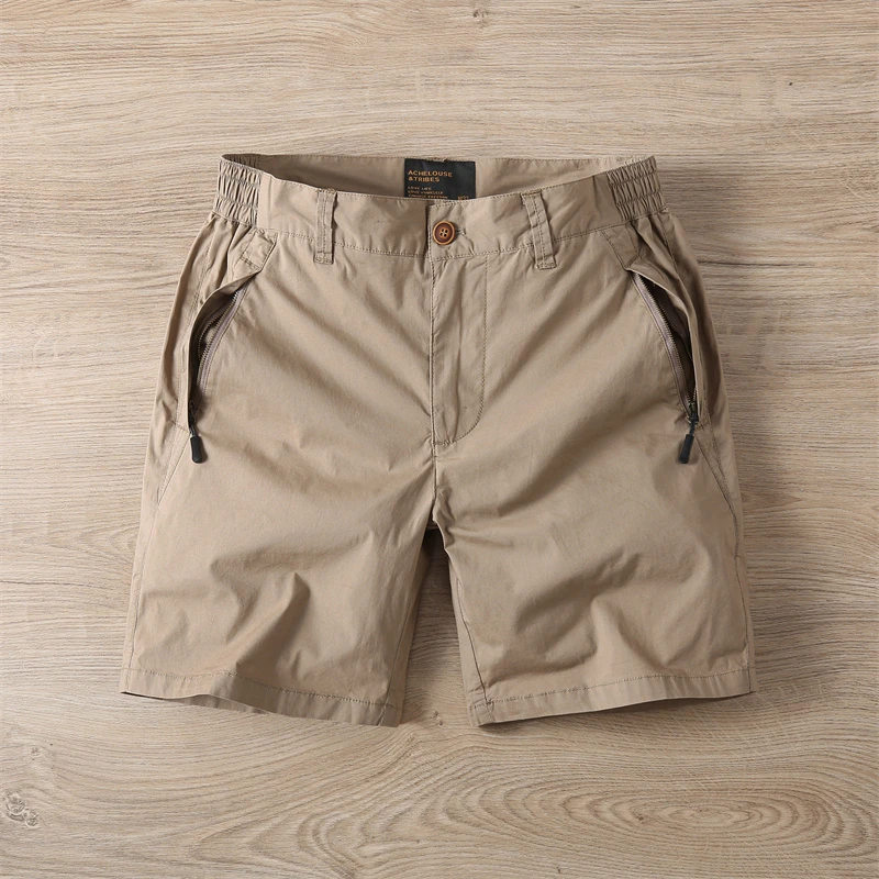夏季薄款工装百搭四分裤男 潮流宽松纯色直筒运动休闲四分短裤子