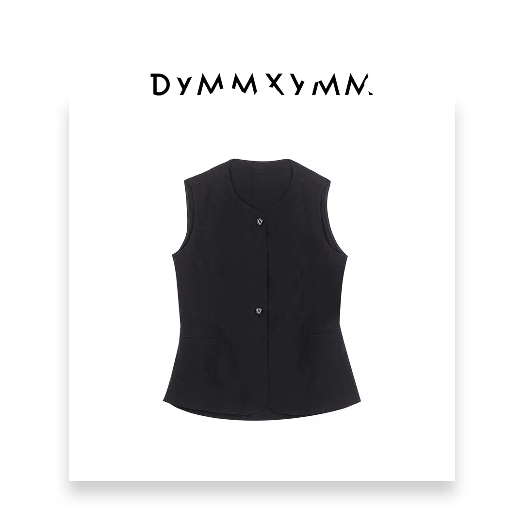 【DYMMXYMM】-时尚设计师款气质经典百搭休闲亚麻背心马甲-P2071