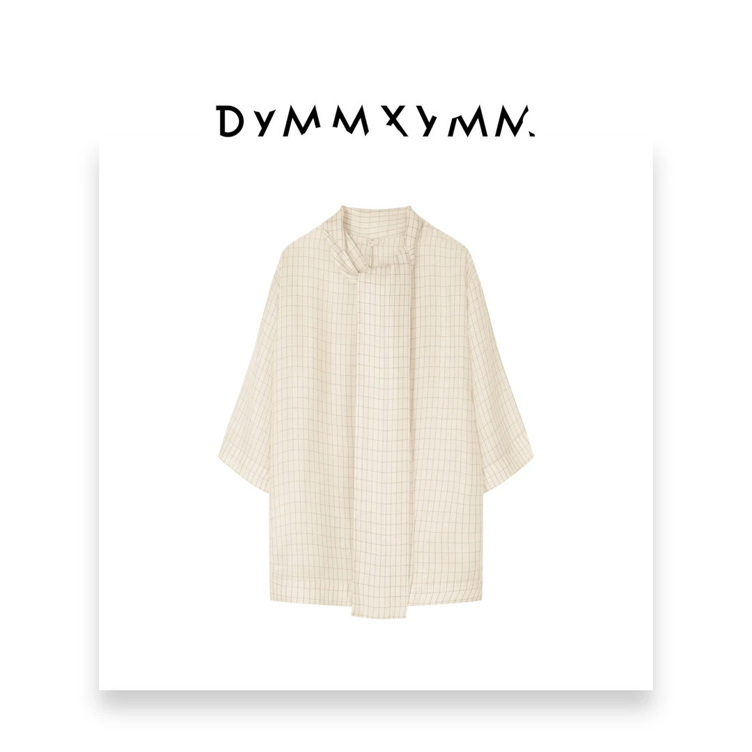 【DYMMXYMM】-夏季新款时尚轻奢气质休闲格子飘带衬衫-F0096