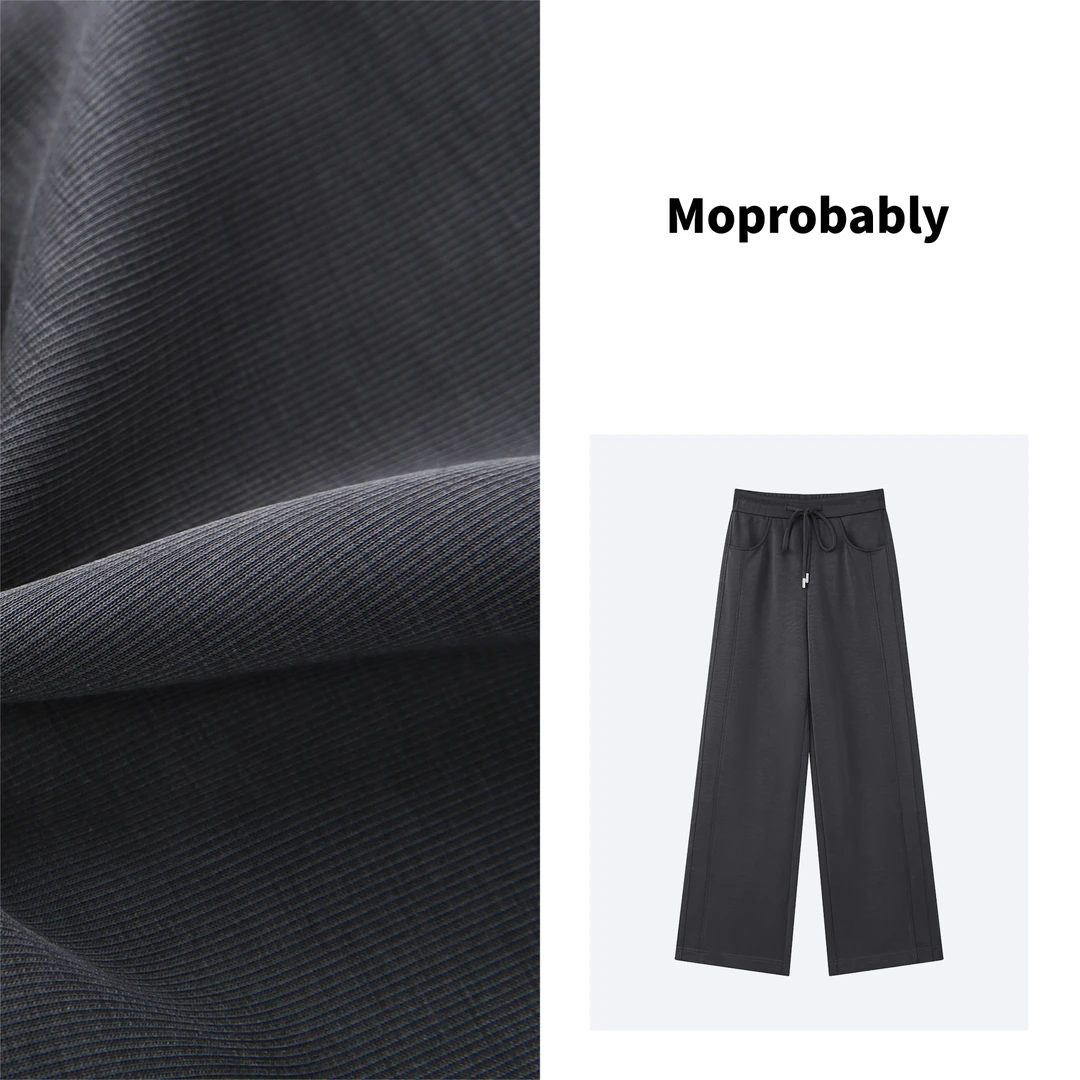 Moprobably「冰膜裤」予诺2024早春简约纯色宽松直筒休闲裤L4122210